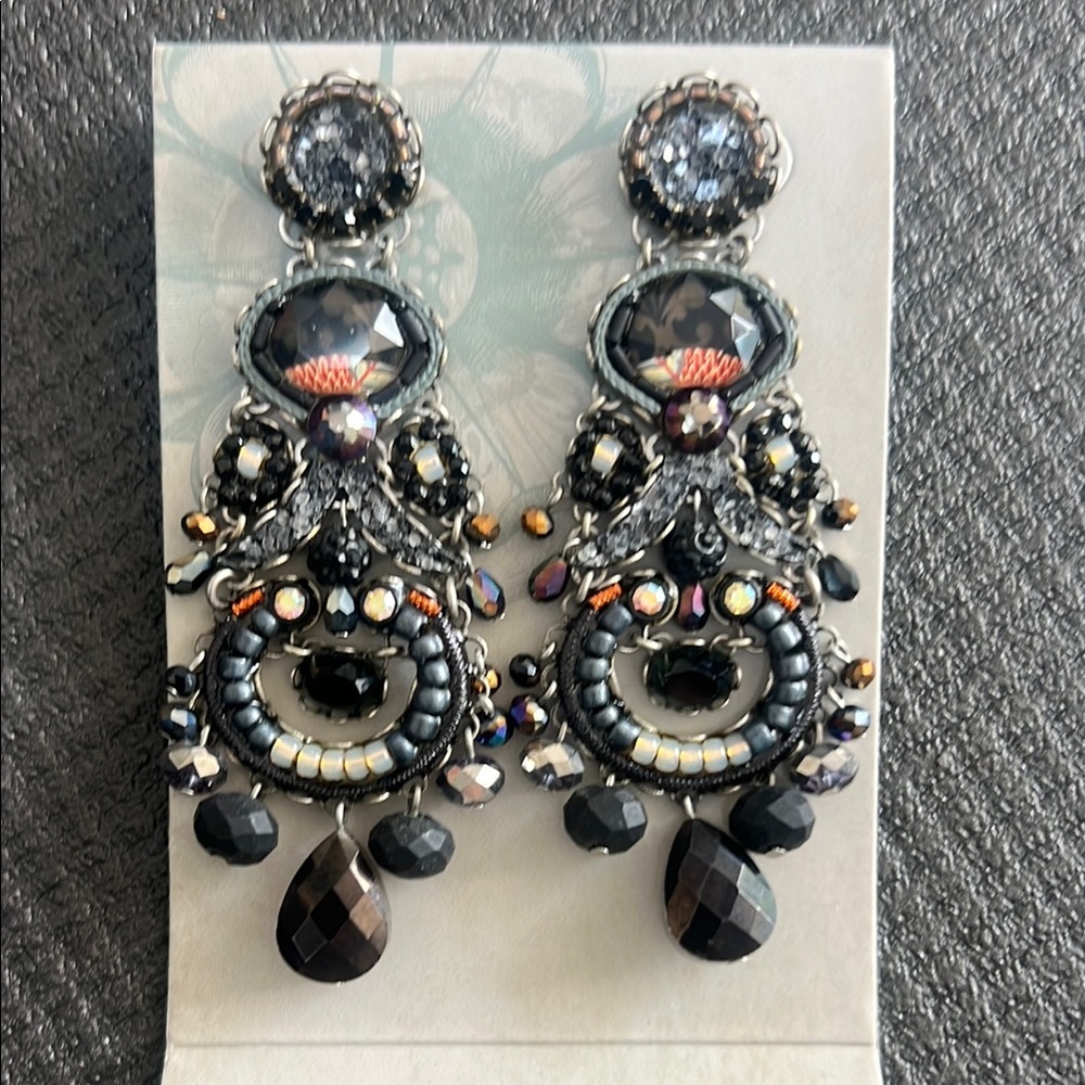 Ayala Bar Black and Silver Statement Earrings